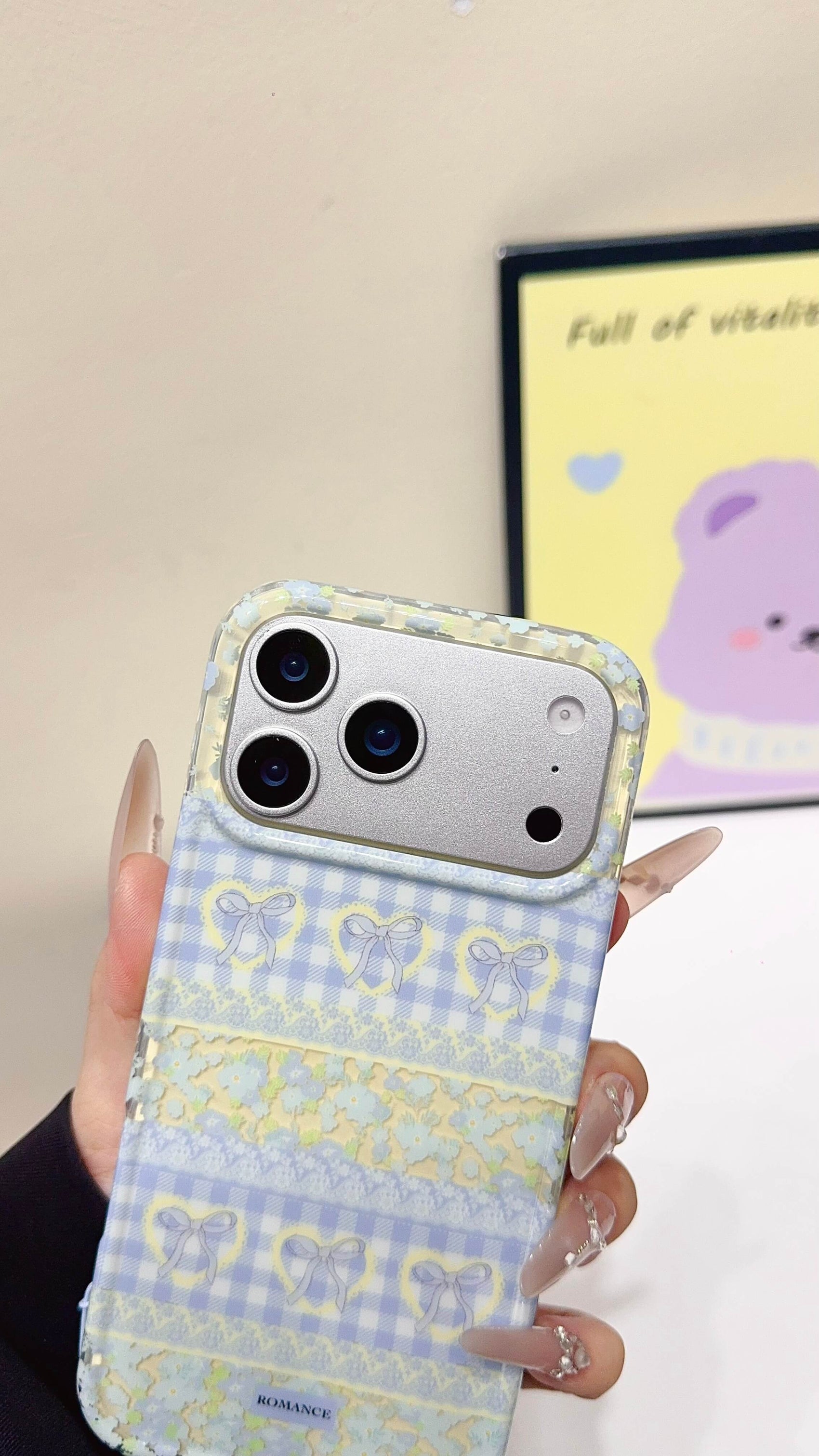 White Floral Case with Charm Strap