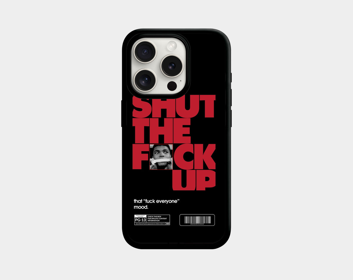 STFU! Black phone case (iPhone 13 Pro, 14 Pro, 15 Pro, 16 Pro and Pro Max) | Caseraves