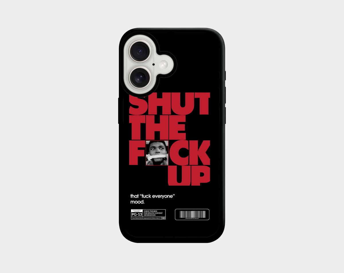 STFU! Black phone case (iPhone 16, 16 Plus, 17) | Caseraves