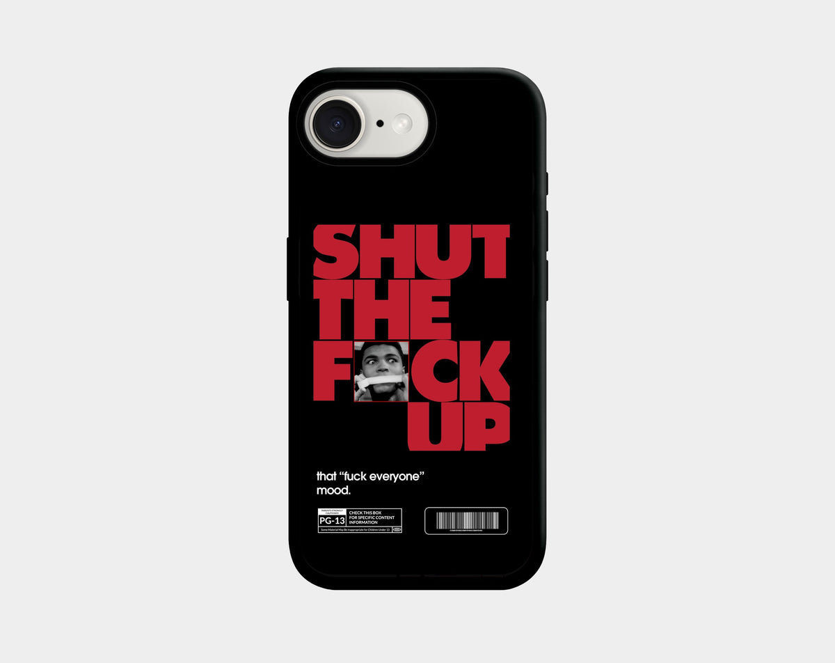 STFU! Black phone case (iPhone 16e, 17e) | Caseraves
